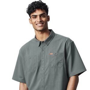 Men's Orvis SZ XL Green Woven Tech Shirt. Fishing. Outdoors. Sport. Camping. Sun